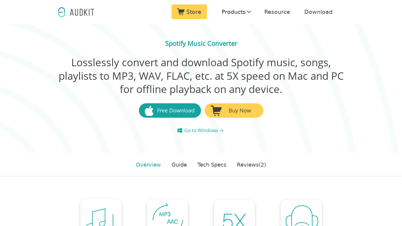 AudKit Spotify Music Converter Landing page