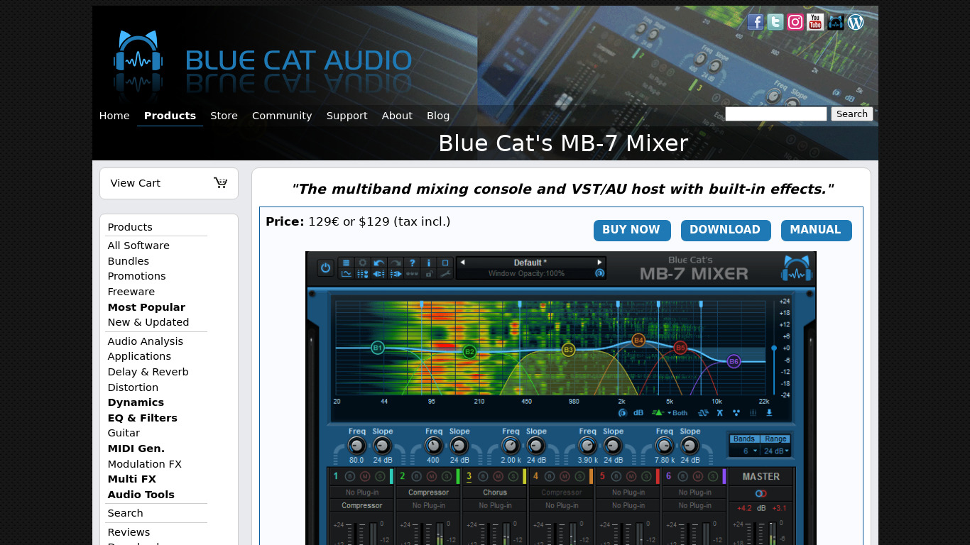 Blue Cat MB-7 Mixer Landing page