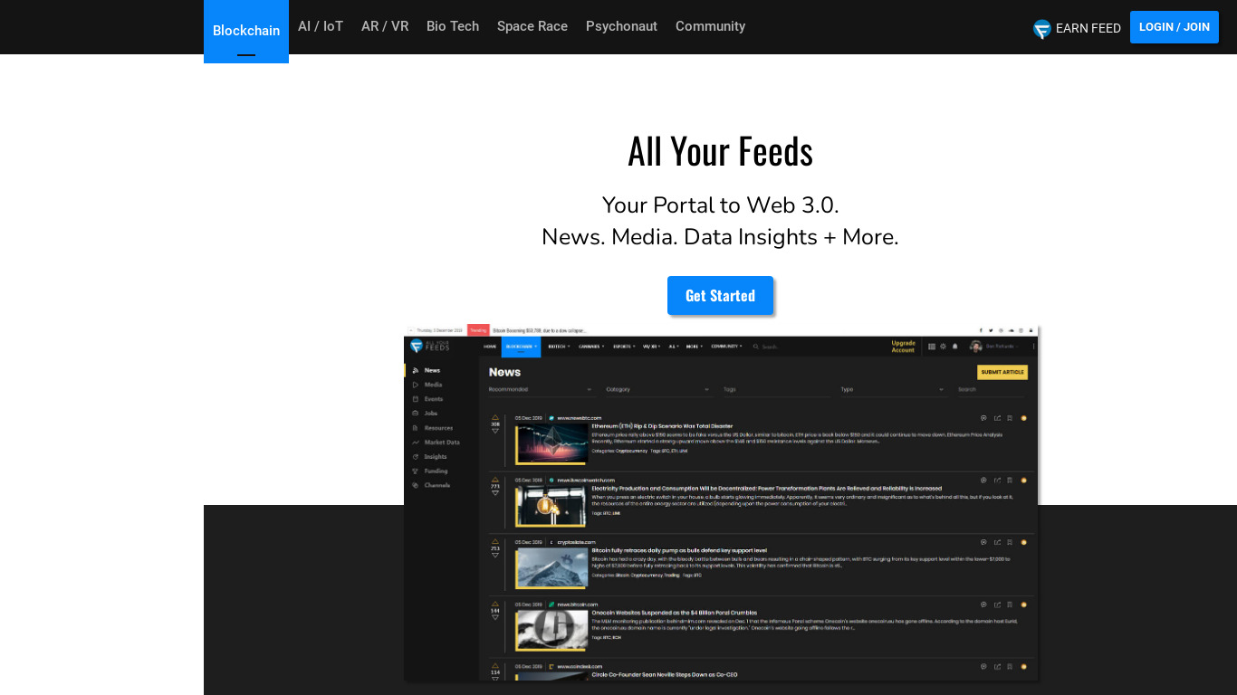 AllYourFeeds Landing page