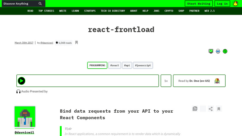 React Frontload Landing Page