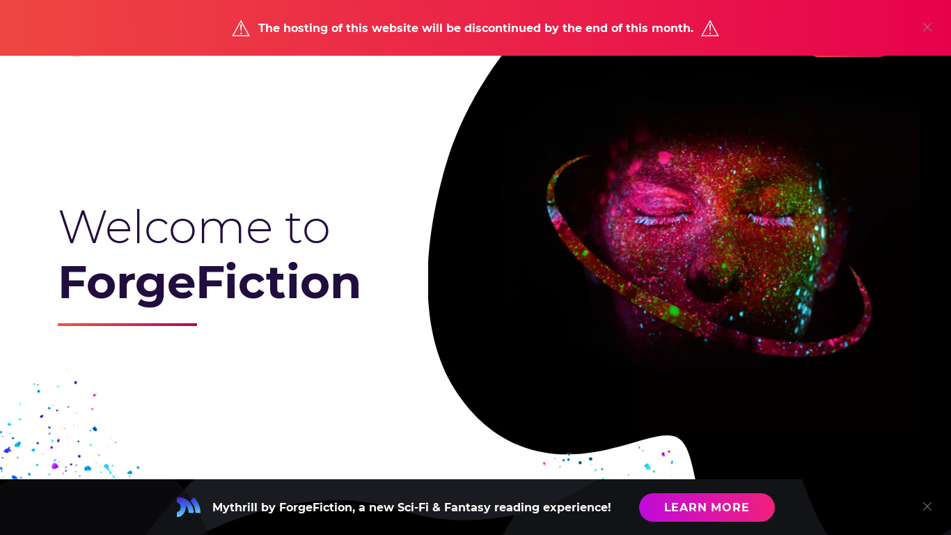 ForgeFiction Landing page