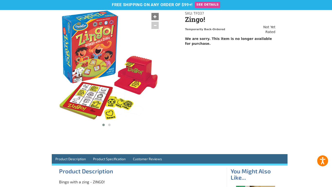 Zingo Landing page