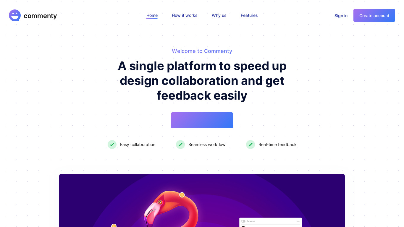 Commenty Landing page