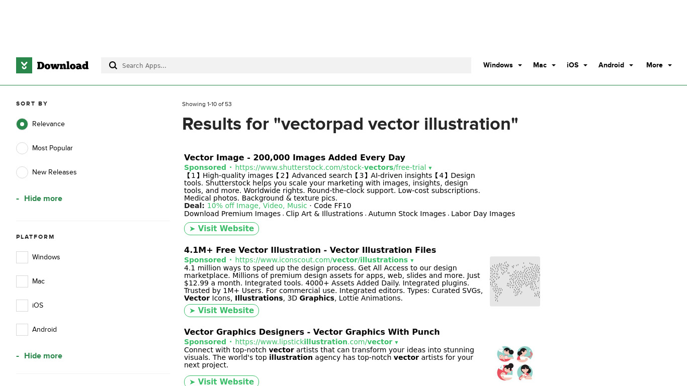 VectorPad Landing page