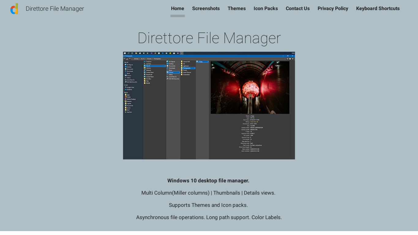 Direttore File Manager Landing page