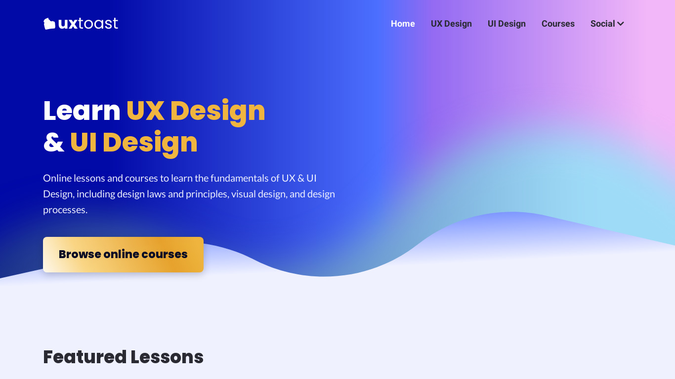 uxtoast: Learn UX Design Landing page