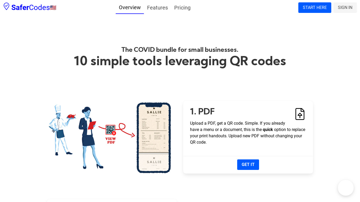 SaferCodes QR code tools Landing page