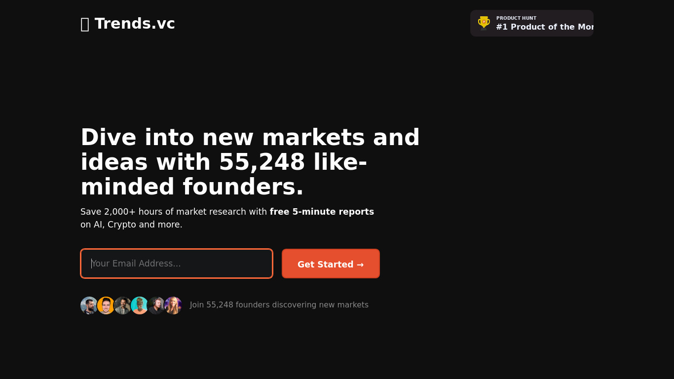 Trends.vc Landing page