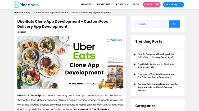 UberEats Clone Script - Macandro Landing Page