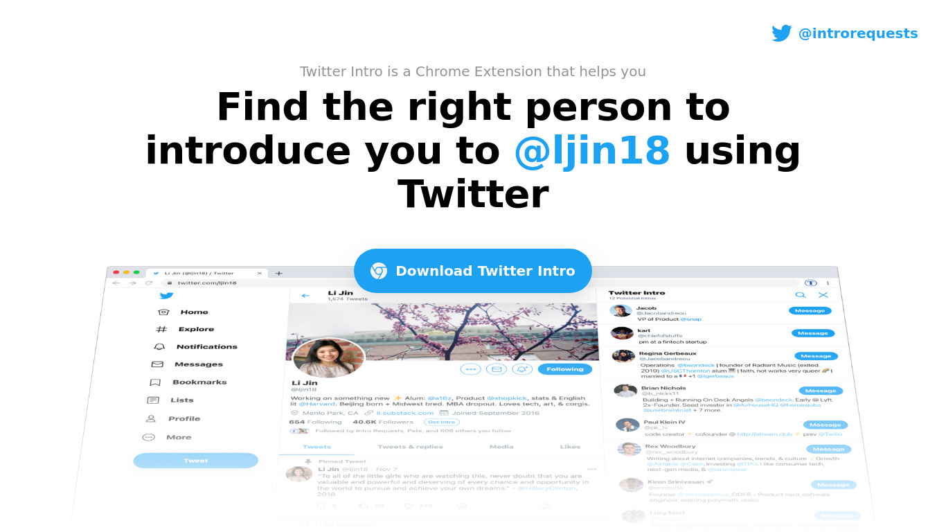 Twitter Intro Landing page