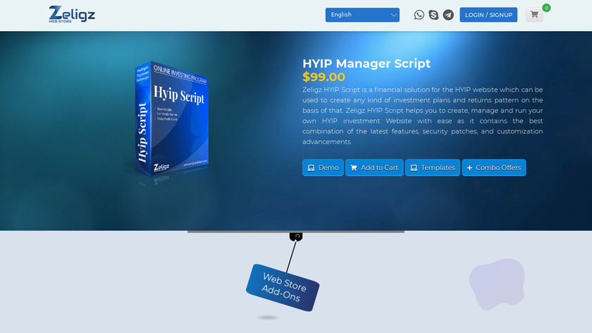 Zeligz HYIP Manager Script Landing Page
