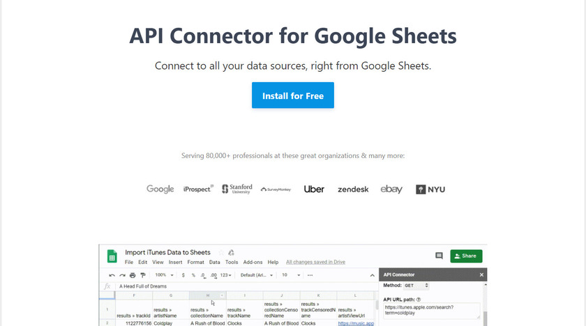 API Connector by Mixed Analytics Landing Page