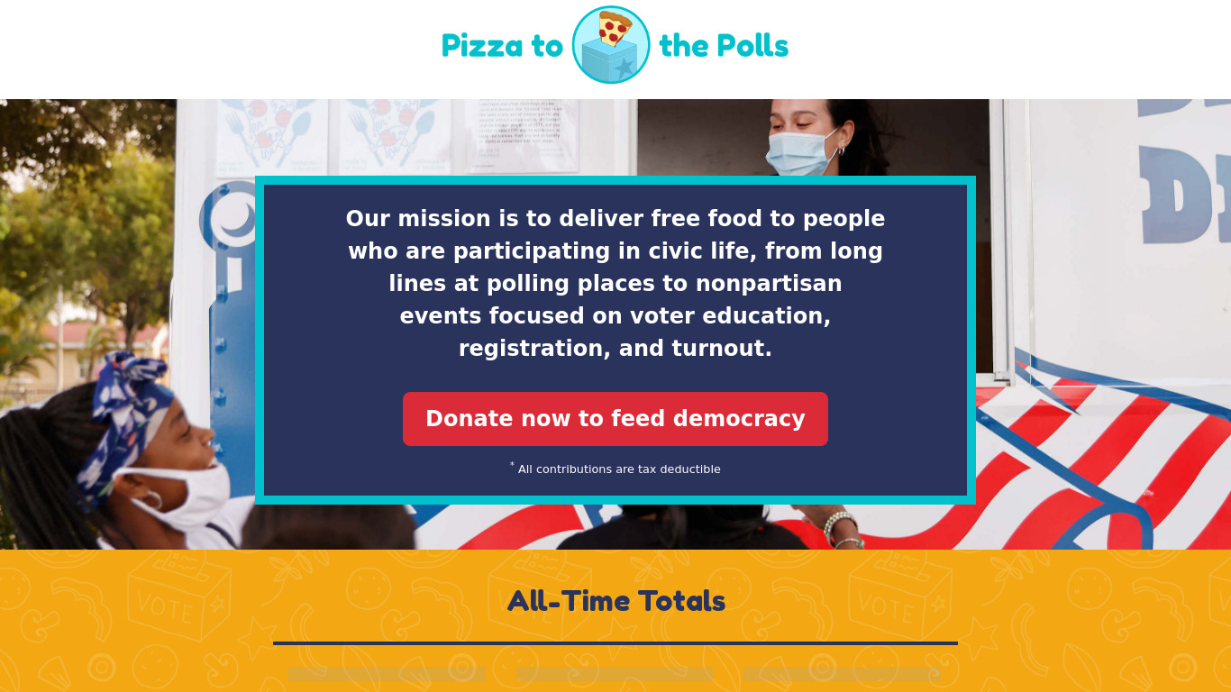 Pizza to the Polls Landing page
