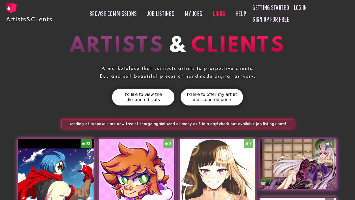 Artists&Clients Landing page