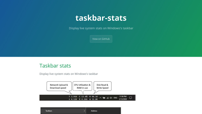 taskbar-stats Landing Page