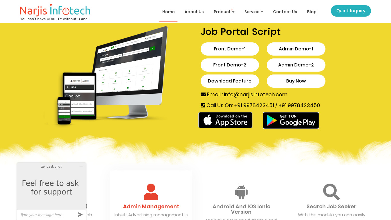 Narjis Infotech Job Portal Script Landing page