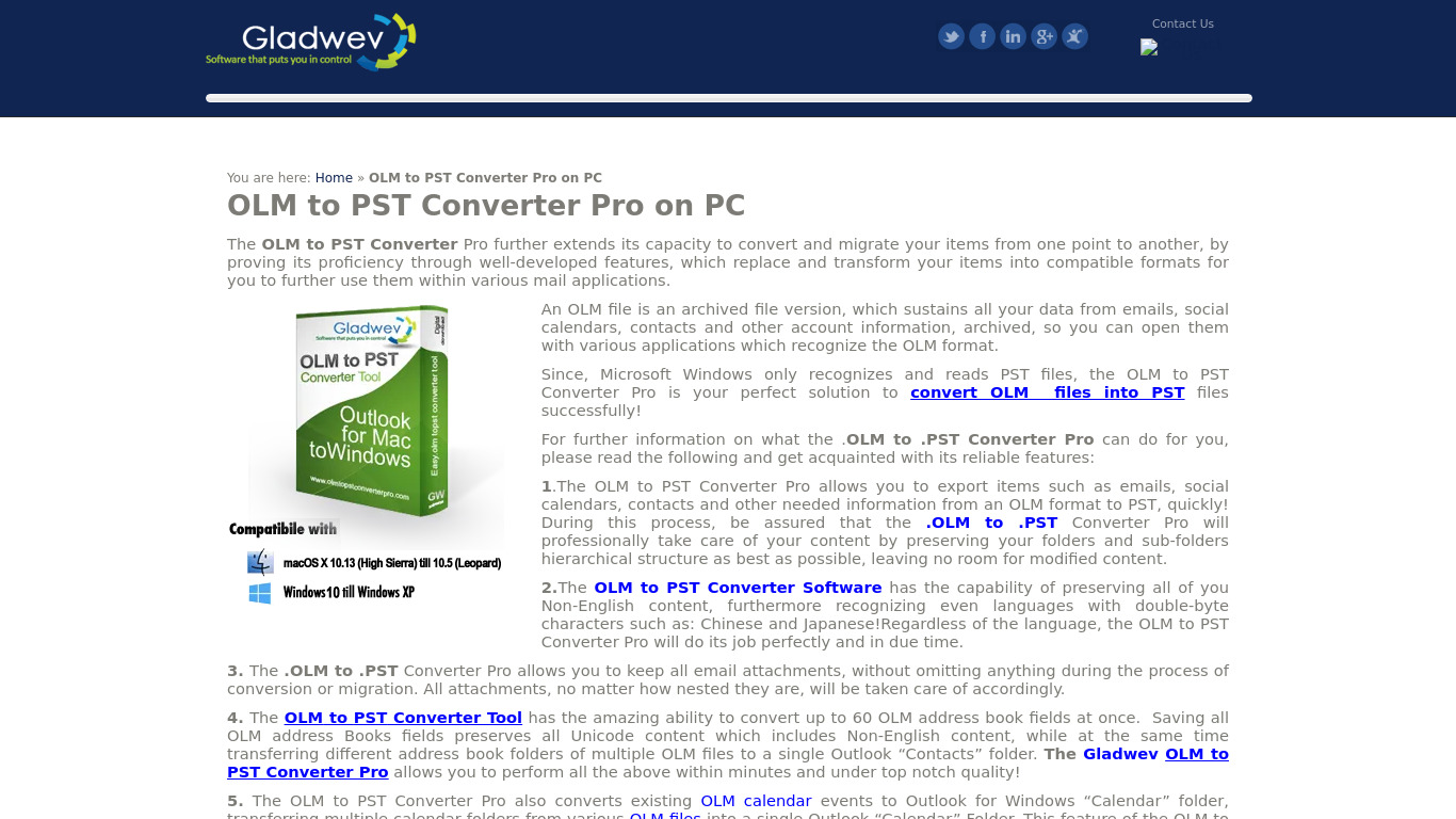 Gladwev Mail Converter Tool Landing page