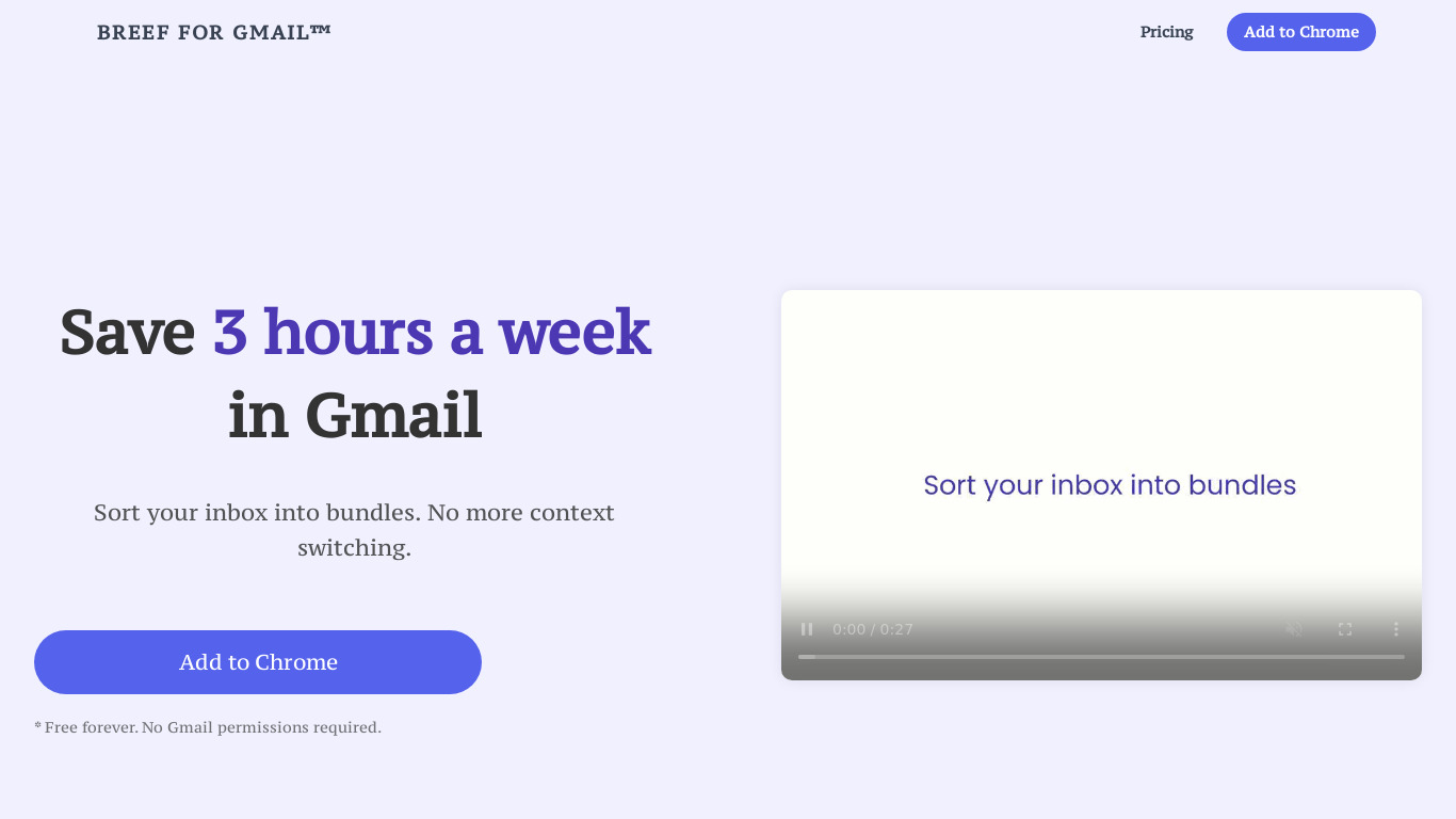 Breef for Gmail™ Landing page