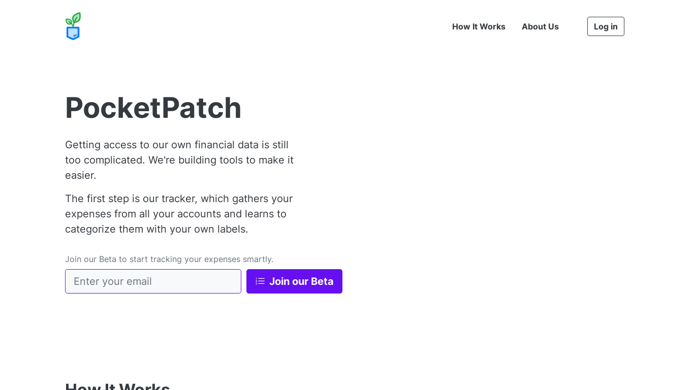 PocketPatch Landing page