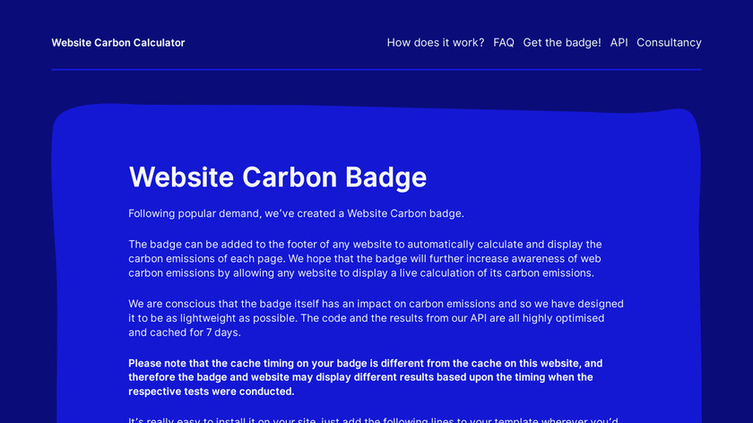 Website Carbon Badge Landing Page