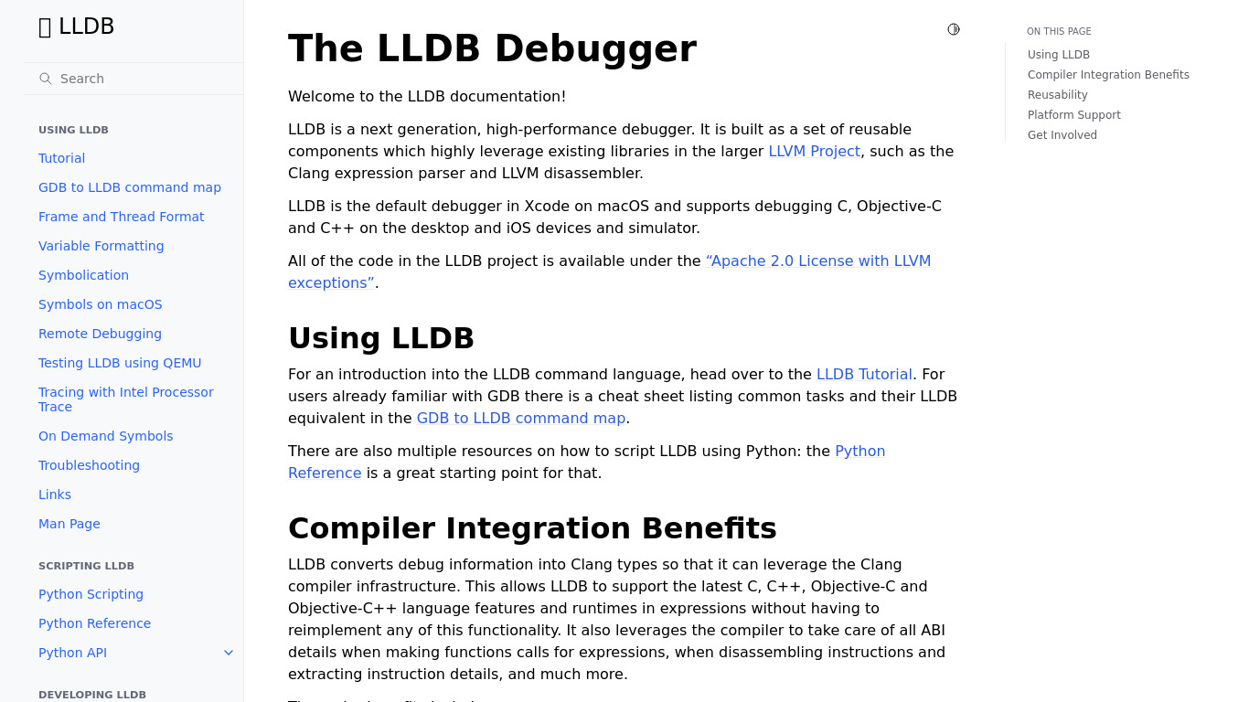LLDB Landing page