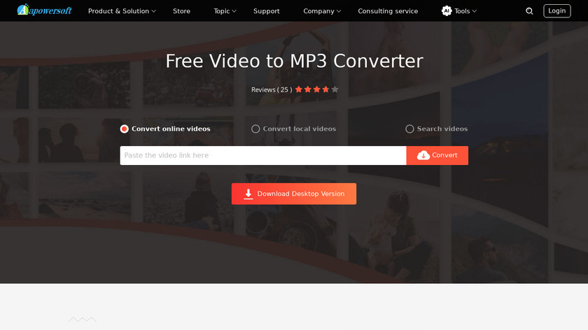 Apowersoft Free Video To MP3 Landing Page