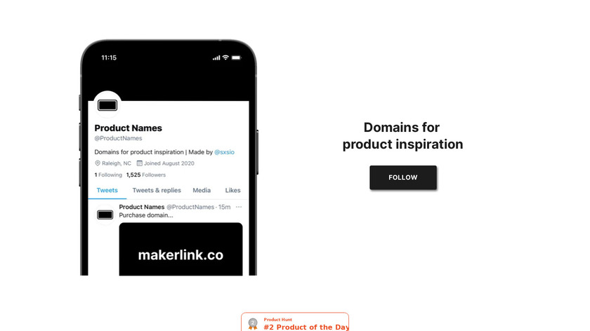 Product Names Landing Page