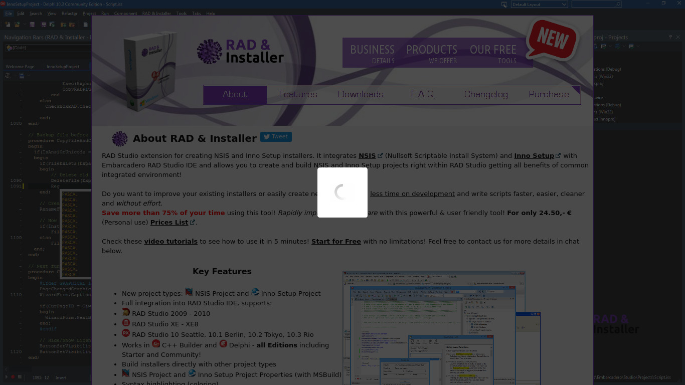 RAD & Installer Landing page