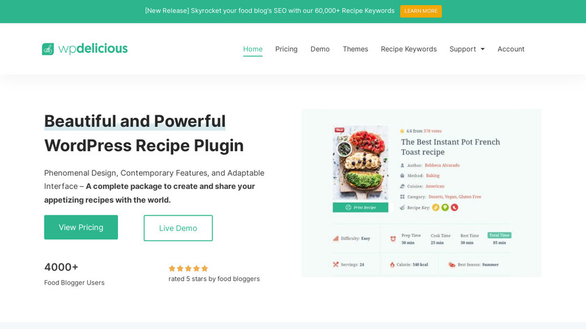 Delicious Recipes Landing Page