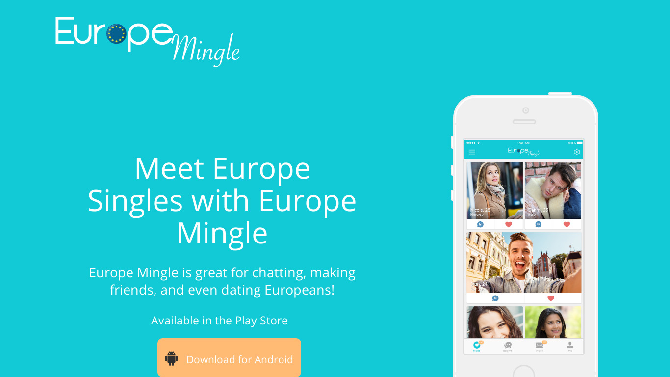 Europe Mingle Landing page