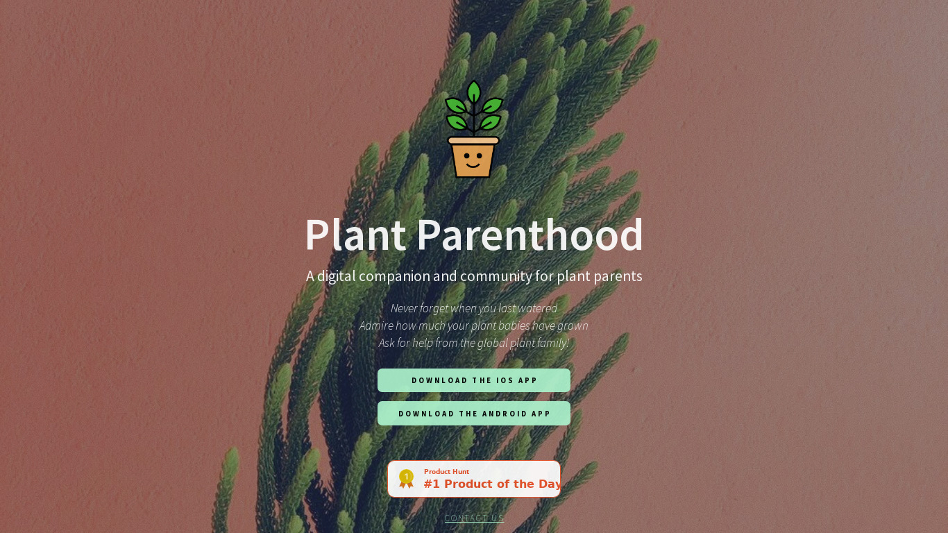 Plant Parenthood Landing page