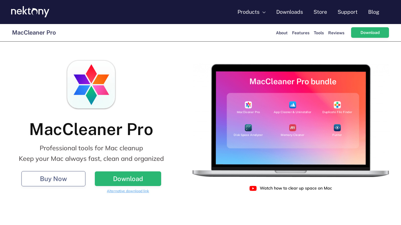 MacCleaner Pro Landing page