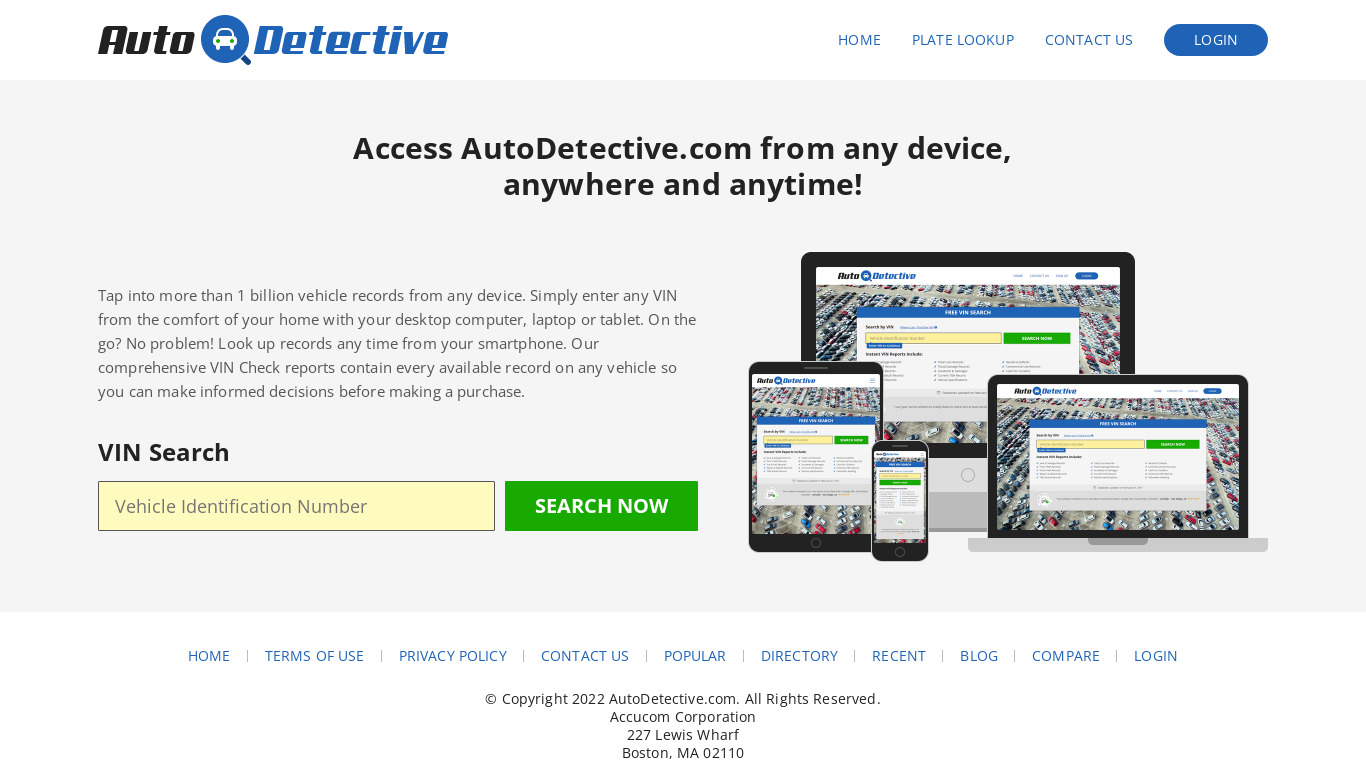 AutoDetective Landing page