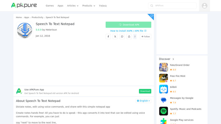 Speech To Text Notepad Landing Page