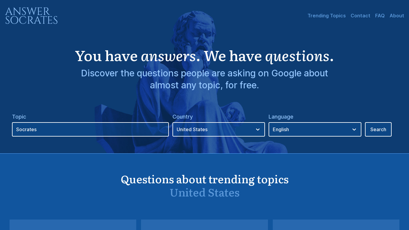 Answer Socrates Landing page
