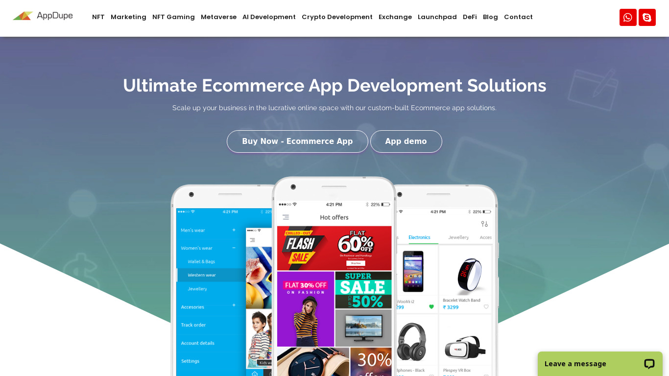 E-commerce clone app Landing page