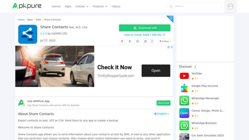 Share Contacts PRO Landing Page
