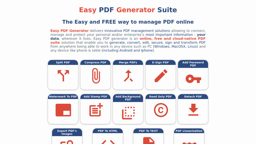 Easy PDF Generator Landing Page