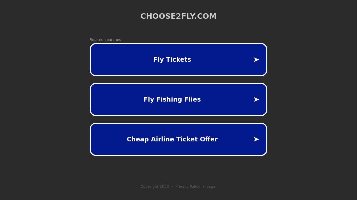 Choose2fly.com Landing page