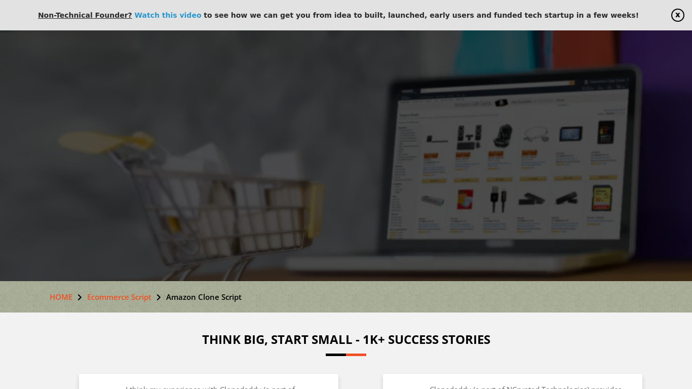 CloneDaddy Amazon Clone Script Landing page