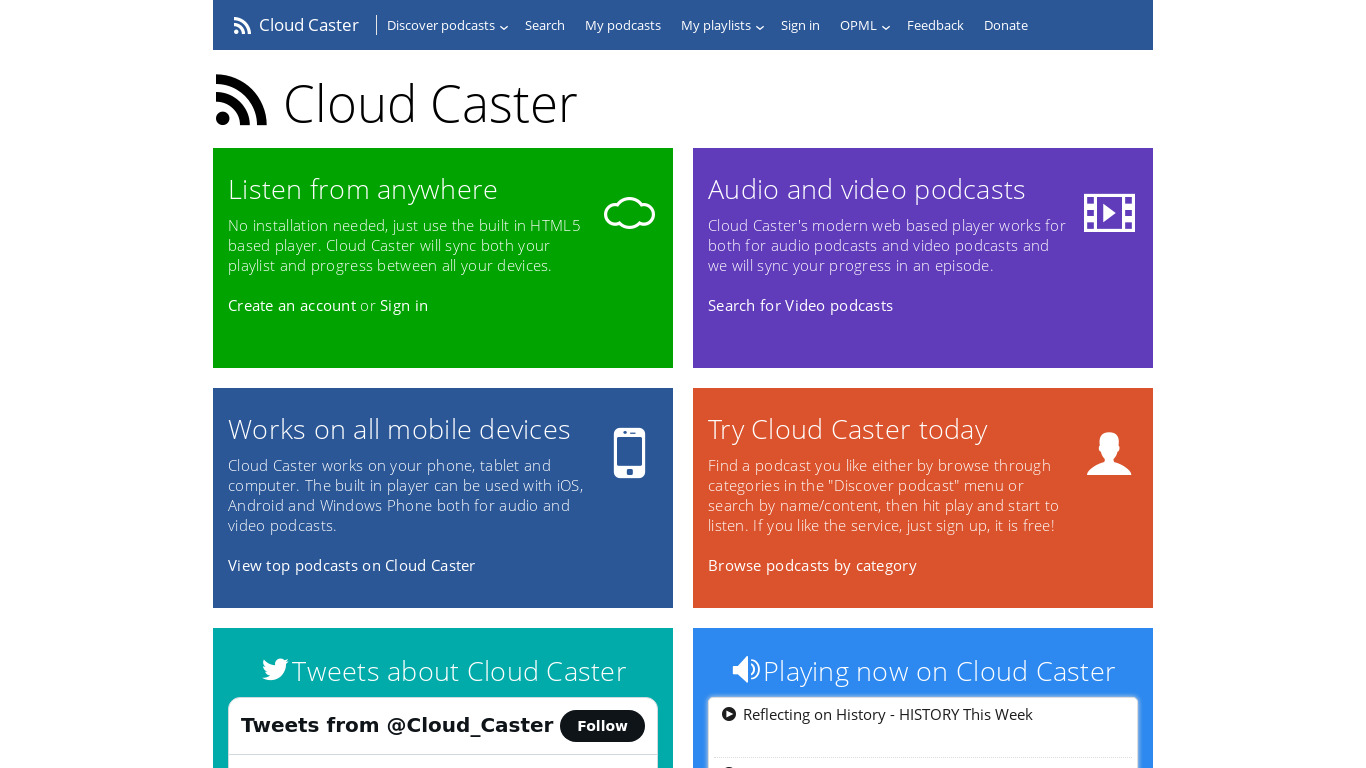 Cloud Caster Landing page