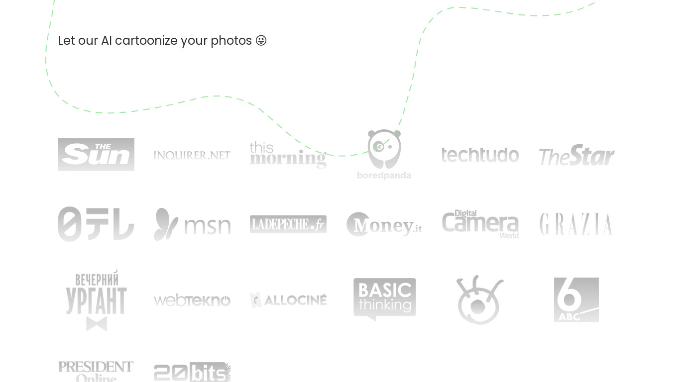 Toonme.com by Photo Lab Landing page