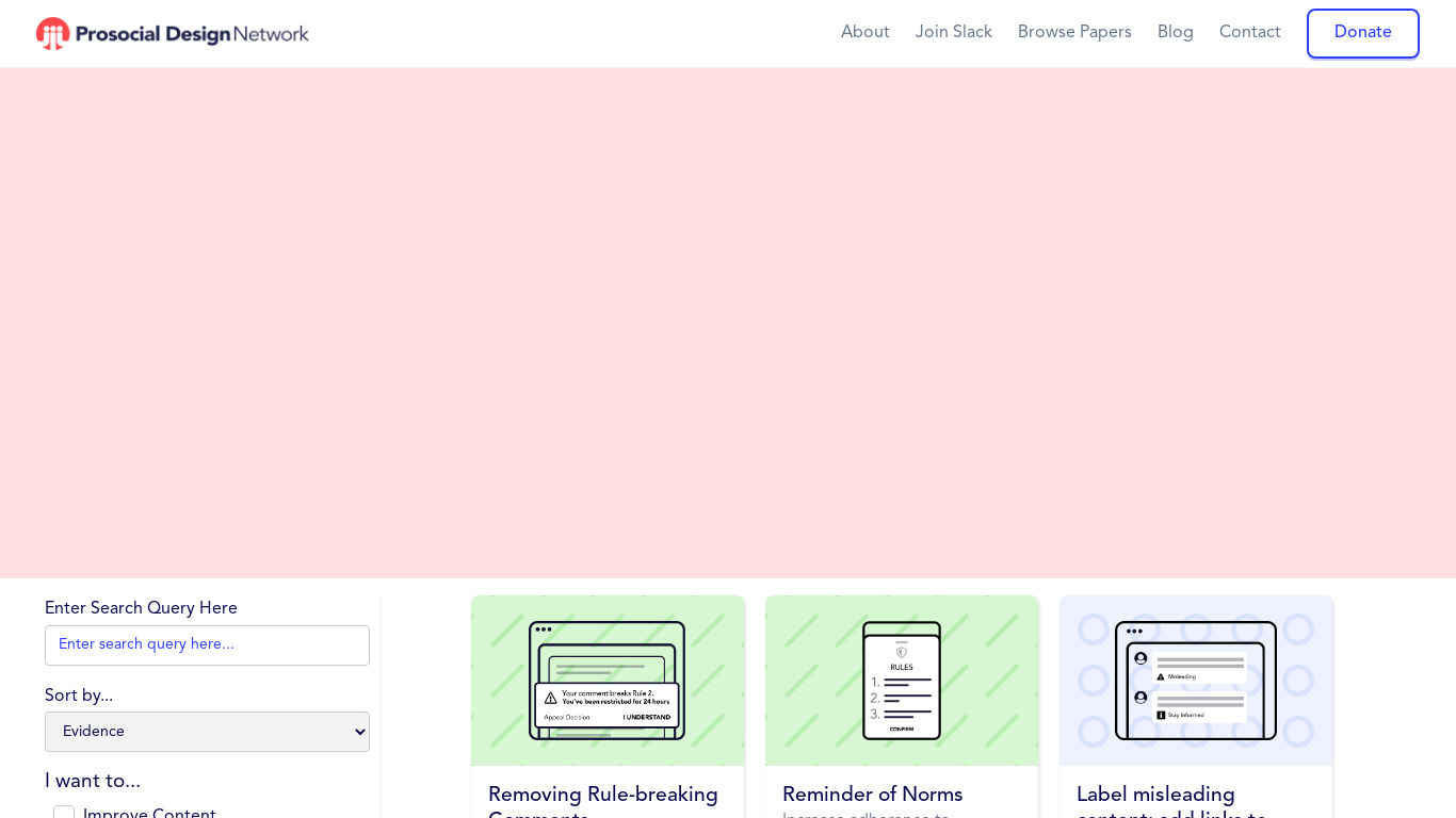 Prosocial Design Library Landing page