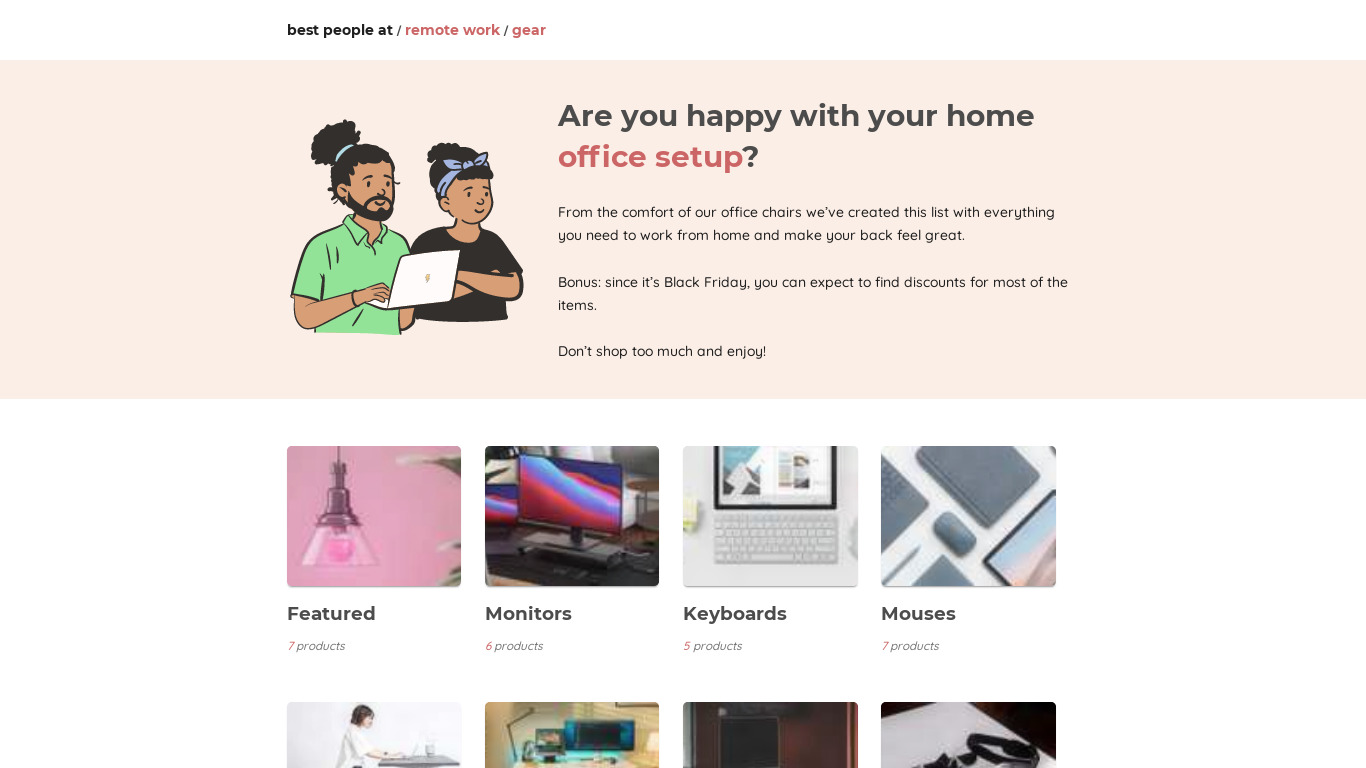 Work From Home Gear Landing page