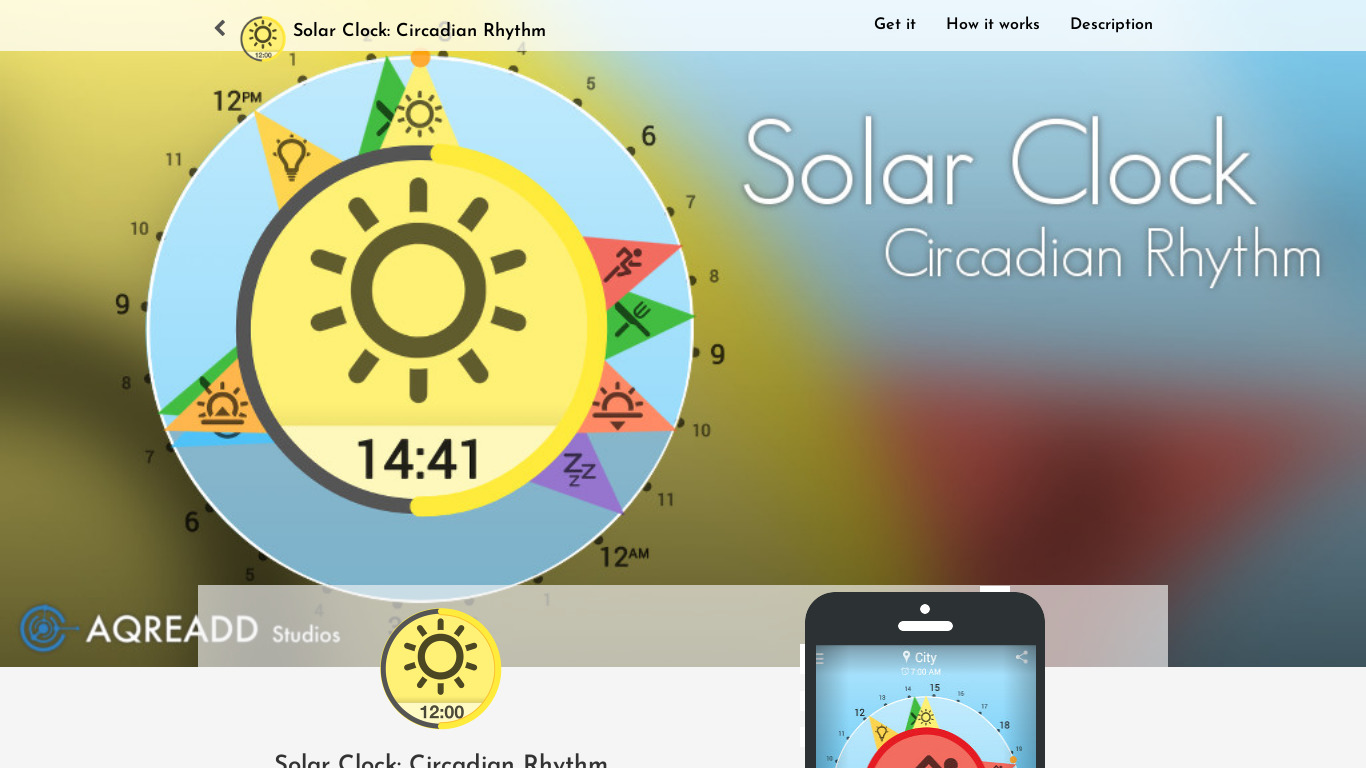 Solar Clock: Circadian Rhythm Landing page