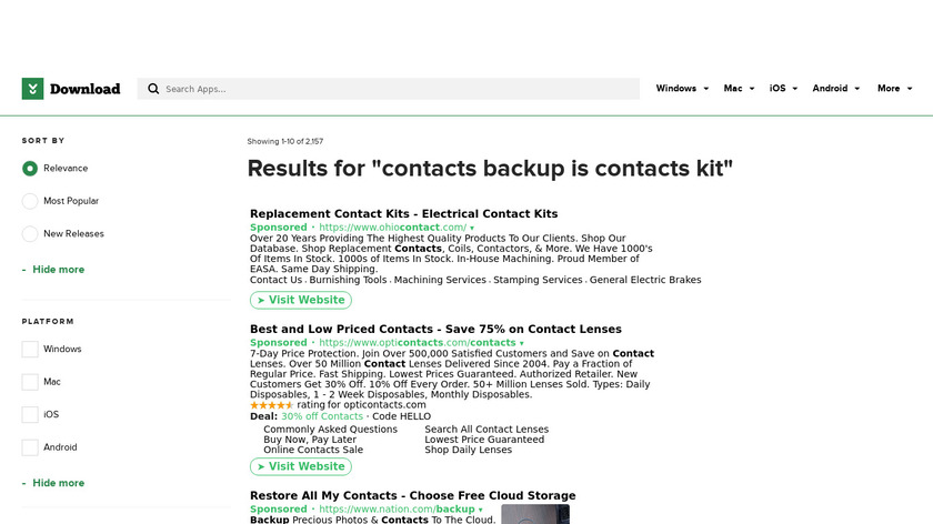 Contacts Backup Kit Landing Page