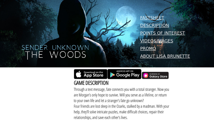 Sender Unknown: The Woods Landing Page