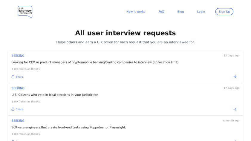 The User Interview Exchange Landing Page