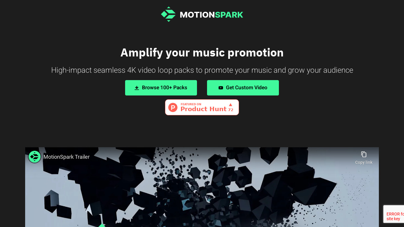 MotionSpark Landing page