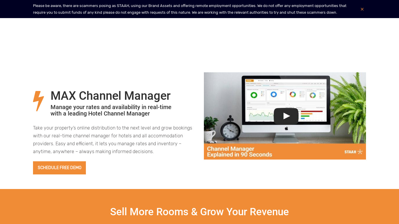 STAAH Instant Channel Manager Landing page